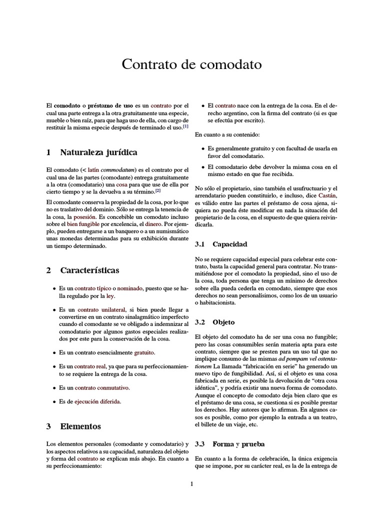 Contrato de Comodato Derecho empresarial Derecho civil