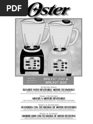 Manual Licuadora BRLY07 Z00 MX 43 69387289 PDF Ac