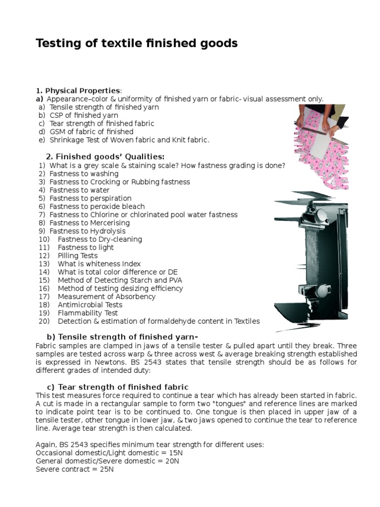 Testing of Textile Finished Goods PDF Dye Textiles