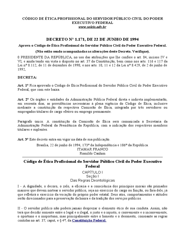 Código de Ética do Servidor Público Federal | PDF