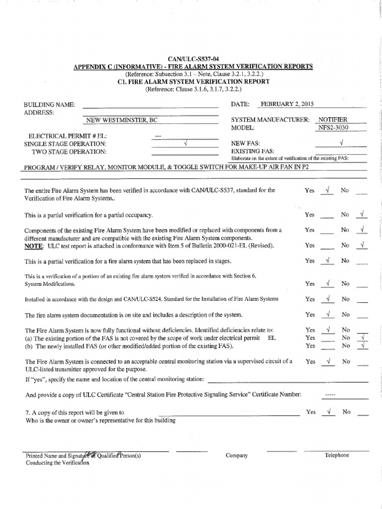 Bogus Fire Alarm Verification Appendix "C" Documentation New