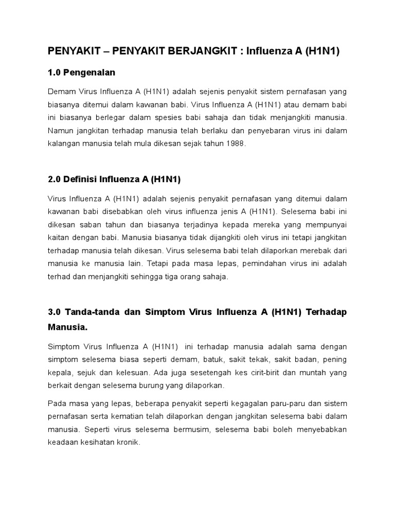 Penyakit Berjangkit H1n1 Pdf