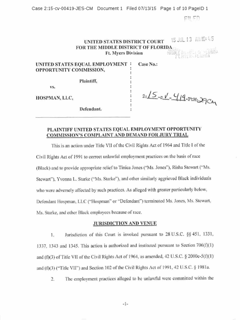 EEOC Complaint and Demand For Jury Trial | PDF
