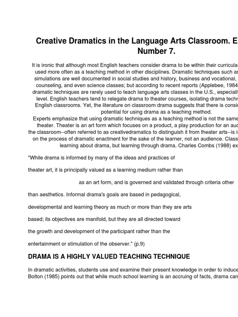 Enhancing Language Arts with Drama | PDF | Language Arts & Discipline