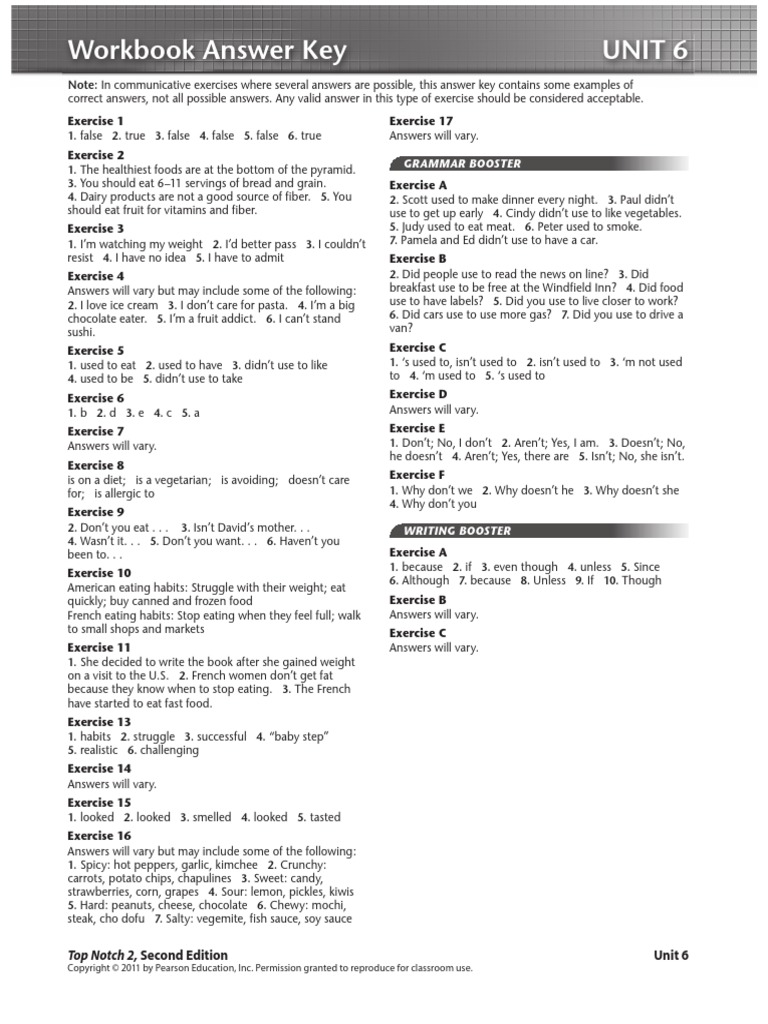 Tp 02 Unit 06 Workbook Ak Pdf Taste Eating Behaviors Of Humans