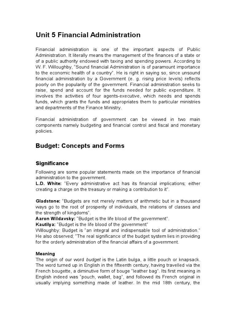 Overview of Financial Administration | PDF | Government Budget Balance ...