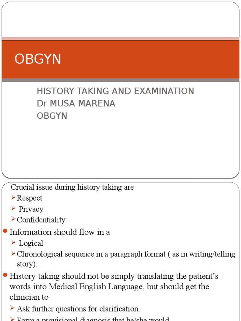 Obgyn HISTORY TAKING & EXAMINATION | PDF | Menstruation | Pregnancy