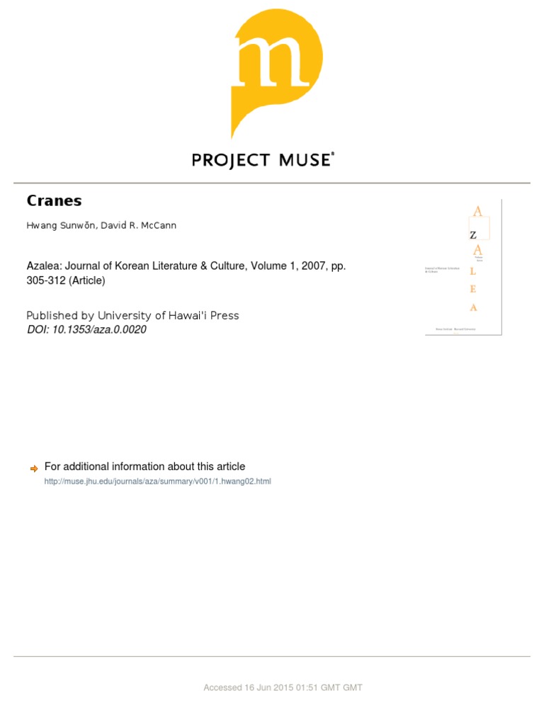 The Crane by Hwang Sun Won