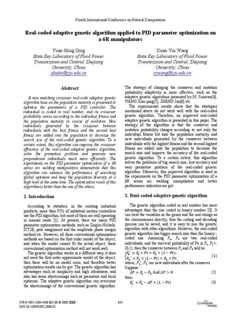Real-Coded Adaptive Genetic Algorithm Applied To PID Parameter ...