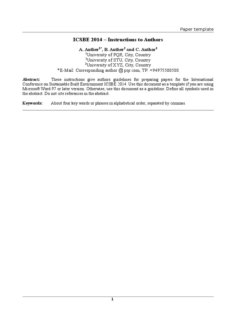 ICSBE 2014 Paper Submission Guidelines | PDF | Text | Communication