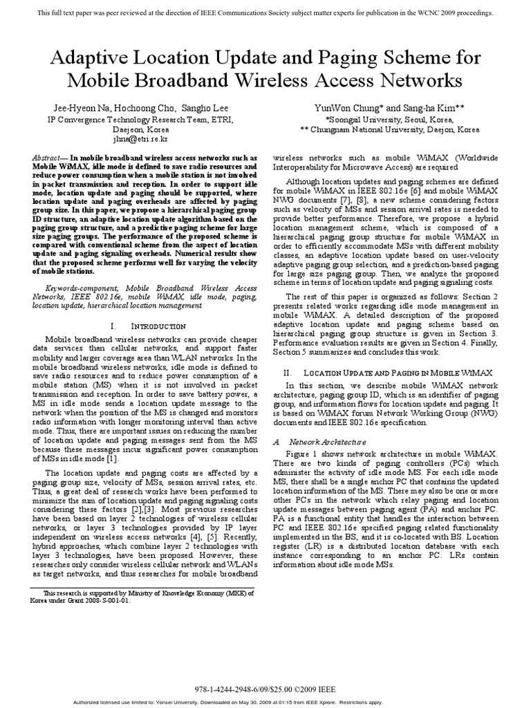 Adaptive Location Update PDF | PDF | Wi Max | Wireless Lan