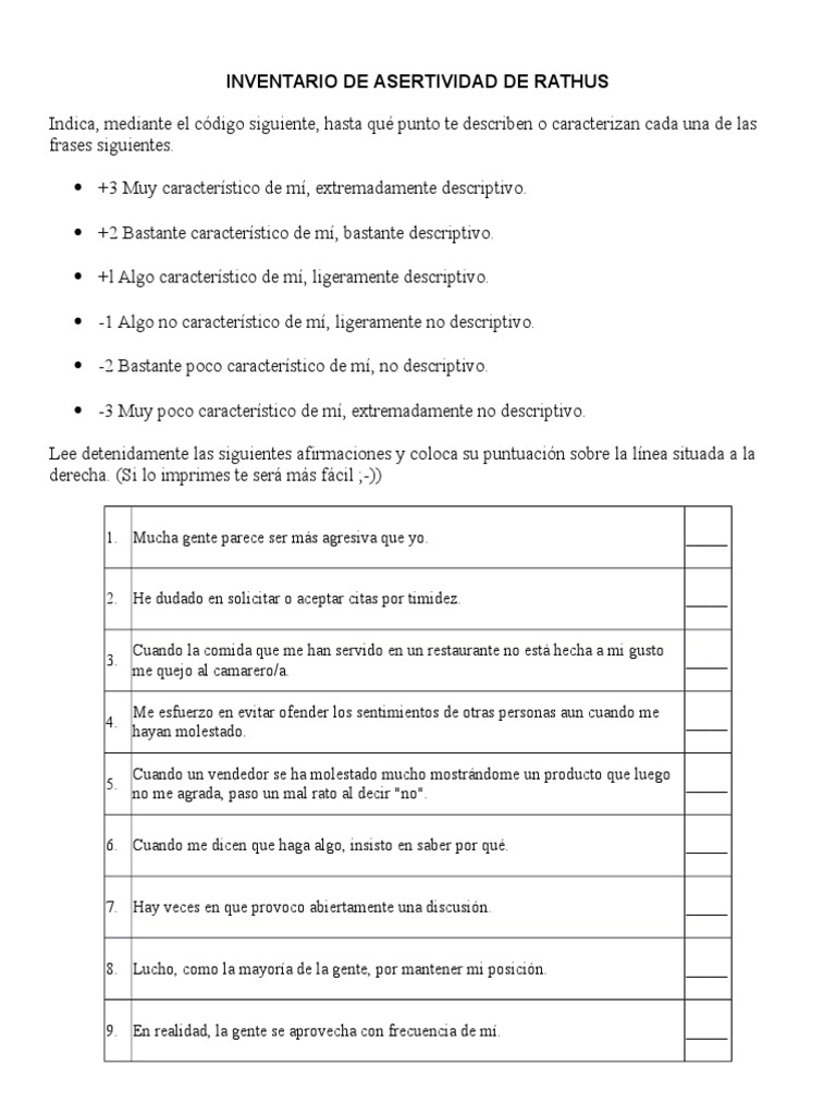 Test De Rathus Pdf : Test psychologique : Échelle d’affirmation de soi ...