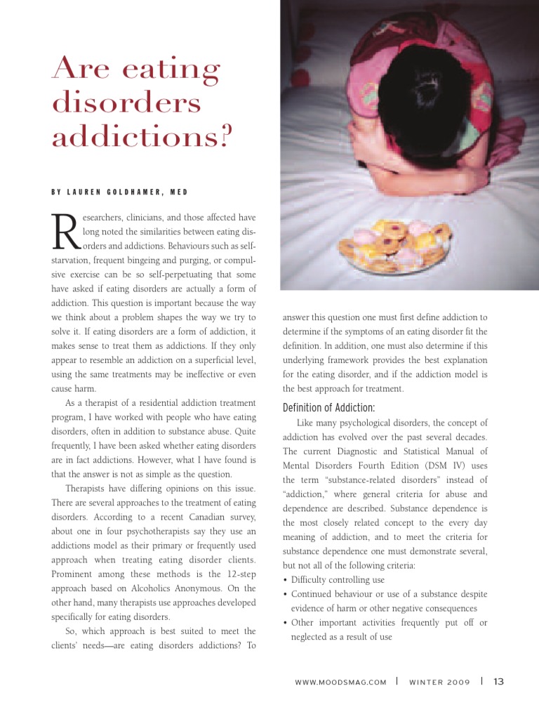 Are Eating Disorders Addictions PDF Substance Use Disorder Eating