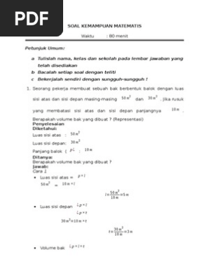 Contoh Soal Tes Pemahaman Konsep Matematika