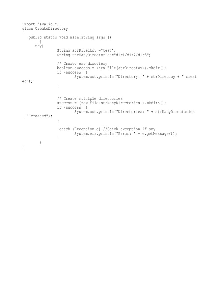 Creating Directories in Java | PDF