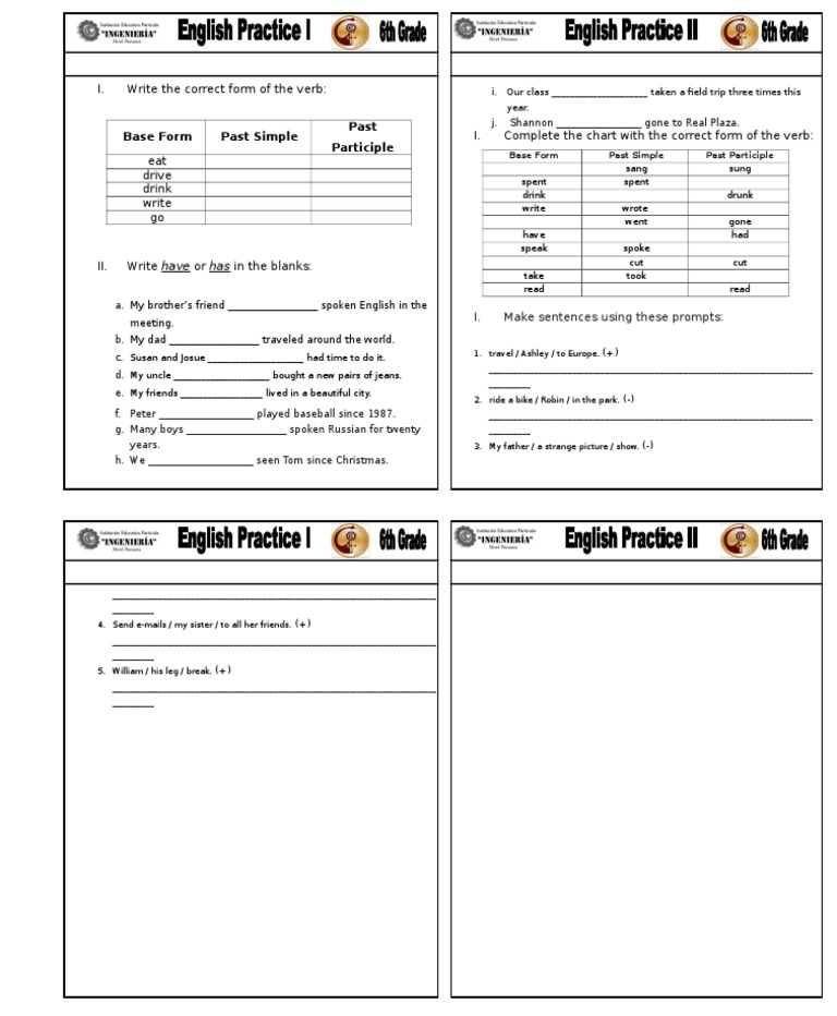 Verb Forms and Sentence Practice Guide | PDF