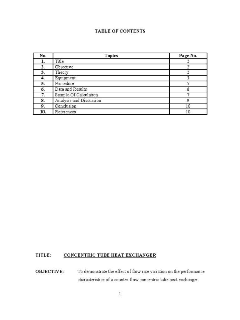 CONCENTRIC TUBE HEAT EXCHANGER Heat Exchanger Heat