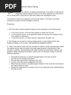 Three Column Notes