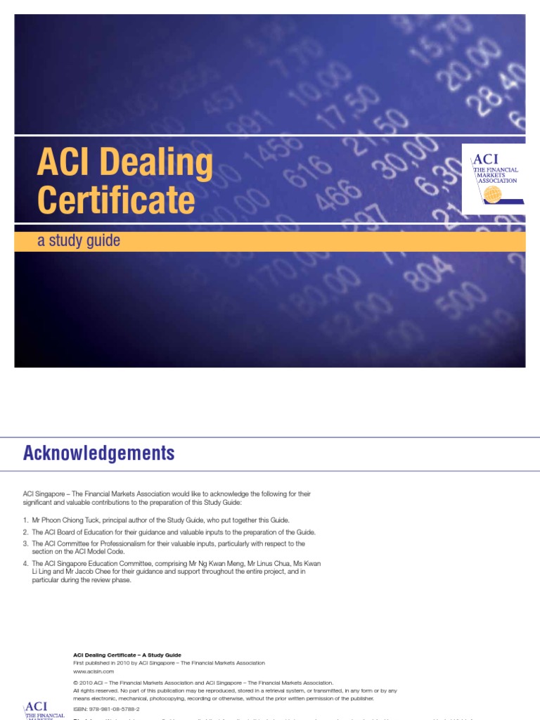 ACI - Study Guide (Singapore) | PDF | Yield Curve | Discounting