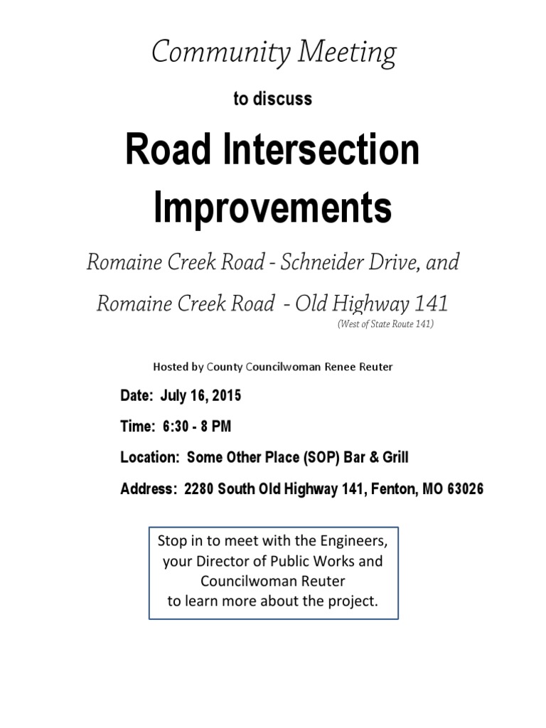 Romaine Creek Road Intersection Meeting | PDF | Travel | Home & Garden
