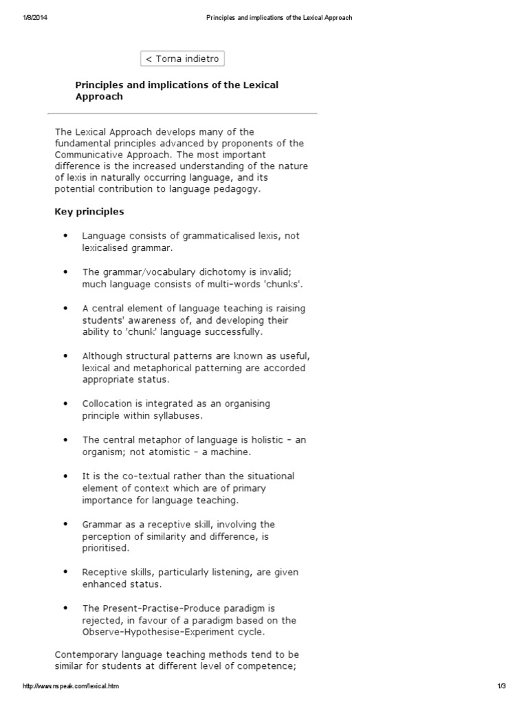 Principles of the Lexical Approach | PDF | Lexicon | Semiotics