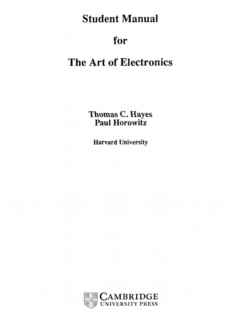 Student Manual For The Art of Electronics PDF