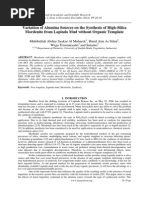 Variation of Alumina Sources on the Synthesis of High-Silica Mordenite from Lapindo Mud without Organic Template