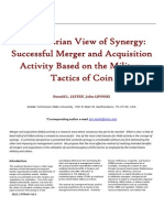 A Contrarian View of SynergySuccessful Merger and Acquisition Activity Based on the Military Tactics of Coin