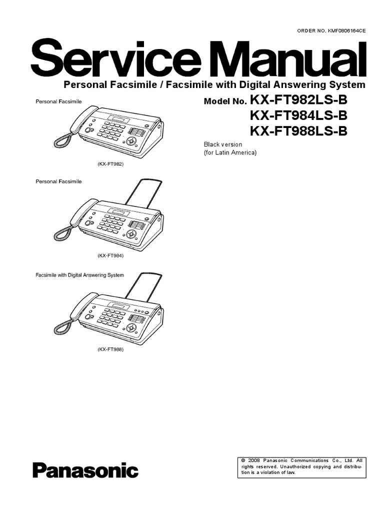 Panasonic Kxft982ls984ls988ls (Service Manual Repair) PDF Analog