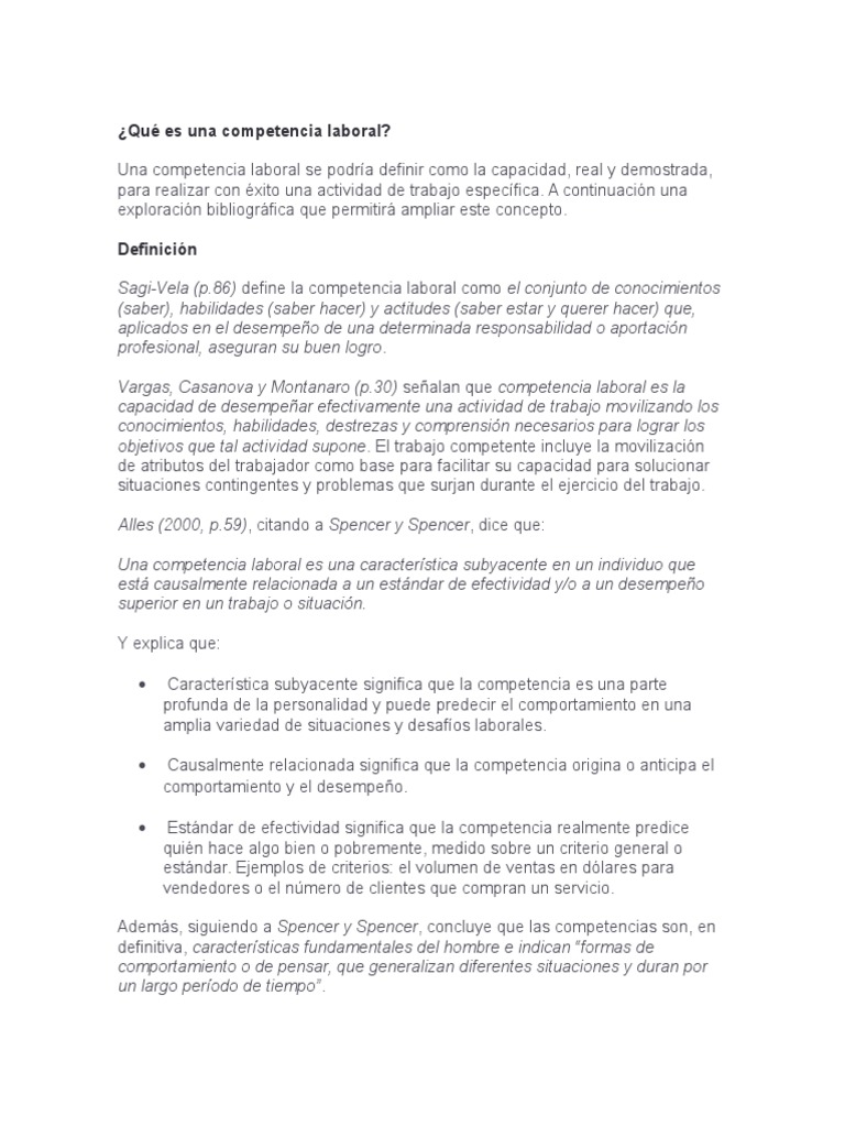 Definición de Competencia Laboral | PDF