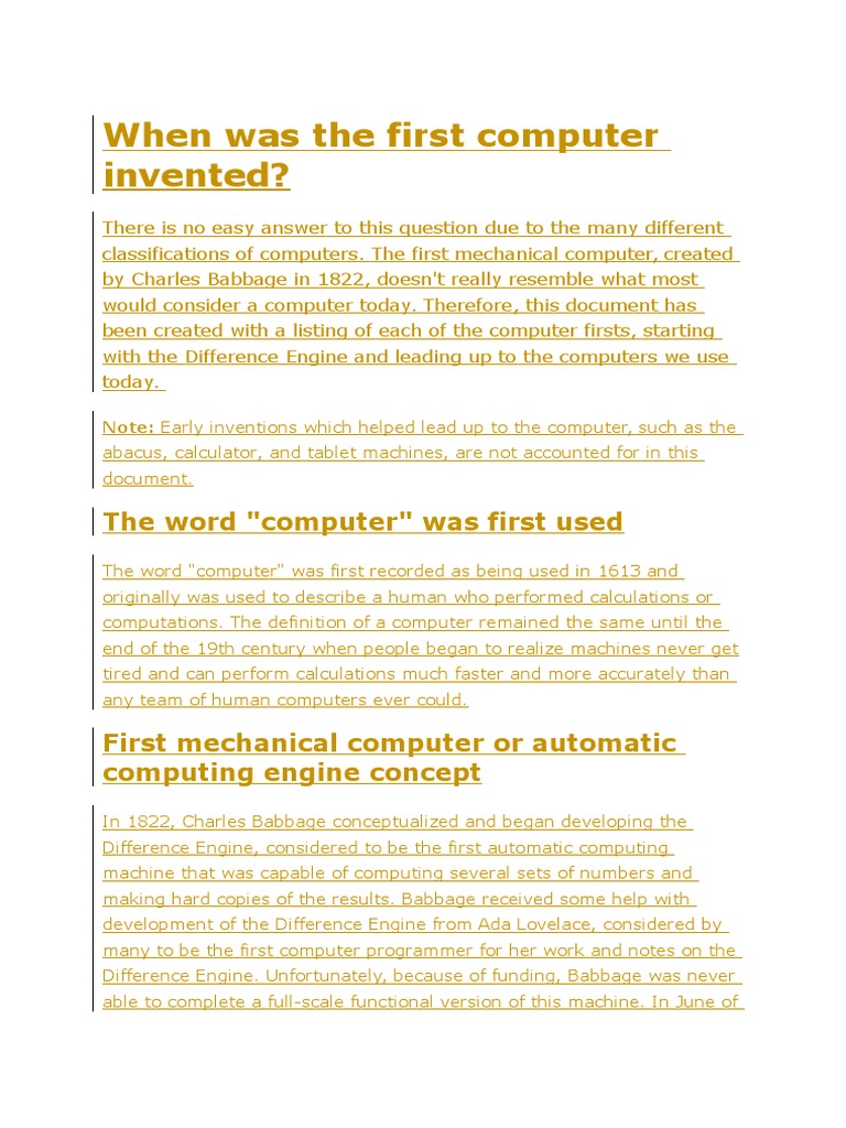 When Was The First Computer Invented PDF Ibm Pc Compatibles