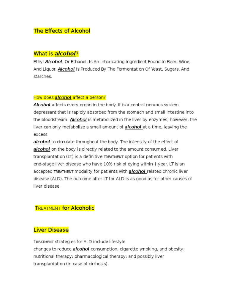 The Effects of Alcohol | PDF | Self-Improvement | Wellness