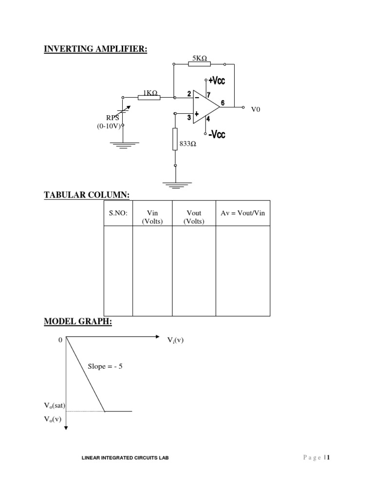 LIC Lab Manual: Op-Amp Experiments | PDF | Amplifier | Electronic Filter