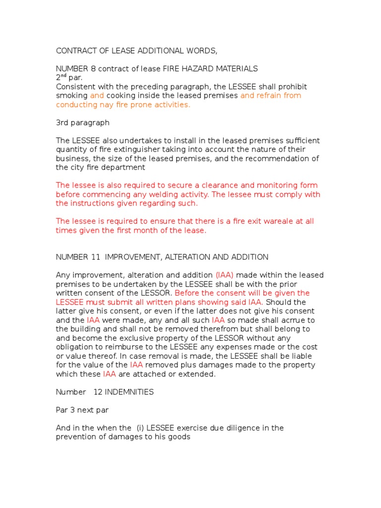 Lease Agreement Fire Safety Guidelines | PDF