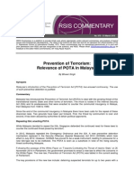 Prevention of Terrorism: Relevance of POTA in Malaysia: WWW - Rsis.edu - SG No. 075 - 31 March 2015