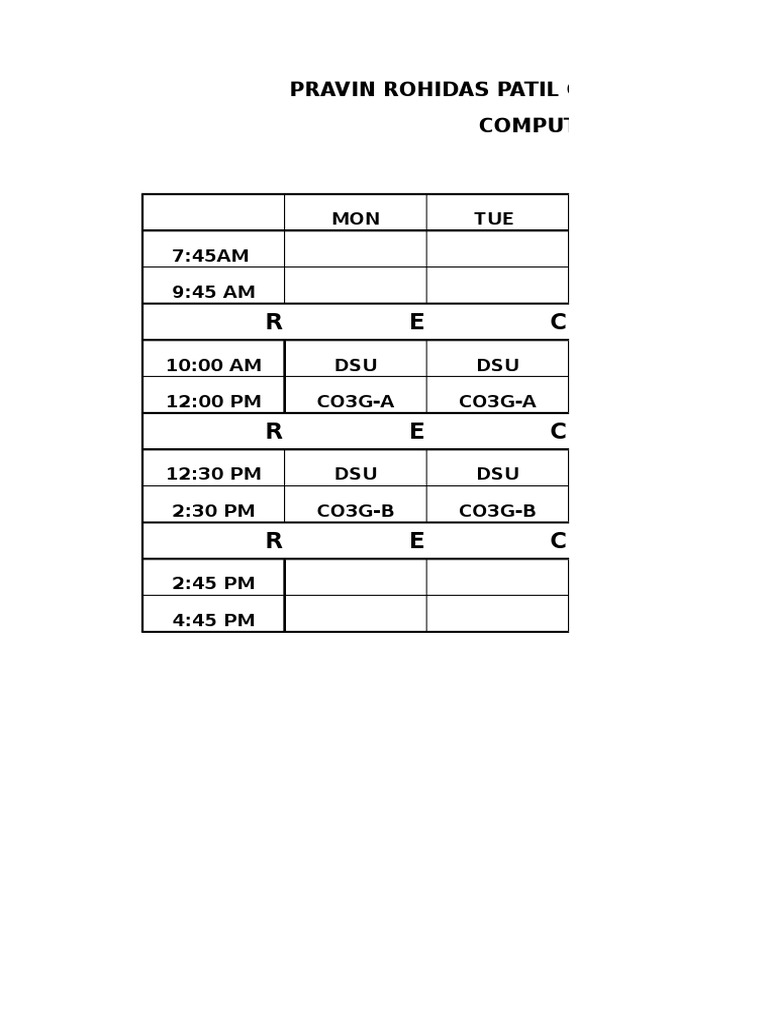 Computer Lab Timetable Overview | PDF | Technology & Engineering