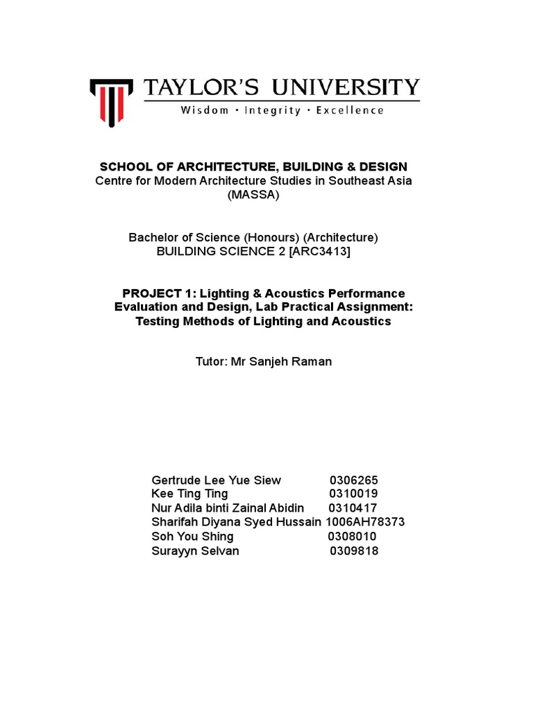 Building Science 2: Project 1 Final Report | PDF | Lighting | Decibel