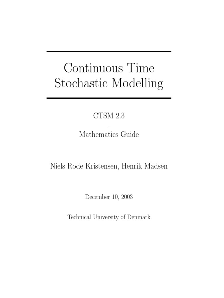 Continuous Time Stochastic Modelling | PDF | Kalman Filter | Robust ...