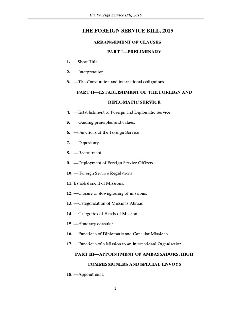 Kenya Foreign Service Bill 2015 Overview | PDF | Diplomatic Mission ...