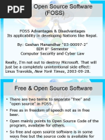 Download Advantages and Disadvantages of FOSS by Geshan Manandhar SN27164625 doc pdf