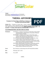 Media Advisory : Consumers For Smart Solar To Hold Press Conference On Solar Energy & The 2016 General Election Ballot