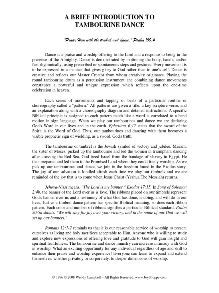 Tambourine Dance Intro PDF Dances Contemporary Worship Music