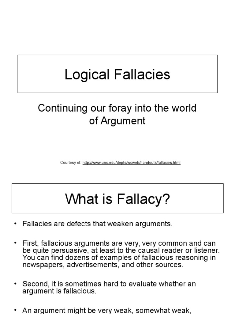 Logical Fallacies: Continuing Our Foray Into The World of Argument ...