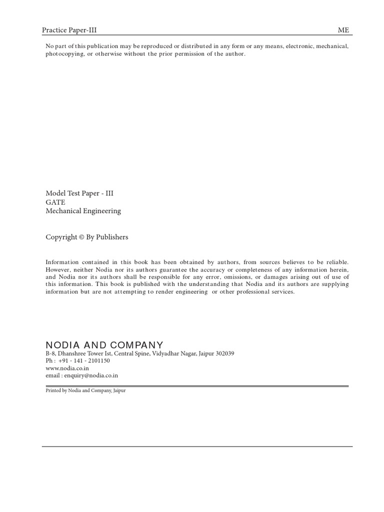 ME Model Test Paper 3 | PDF | Ultimate Tensile Strength | Stress ...