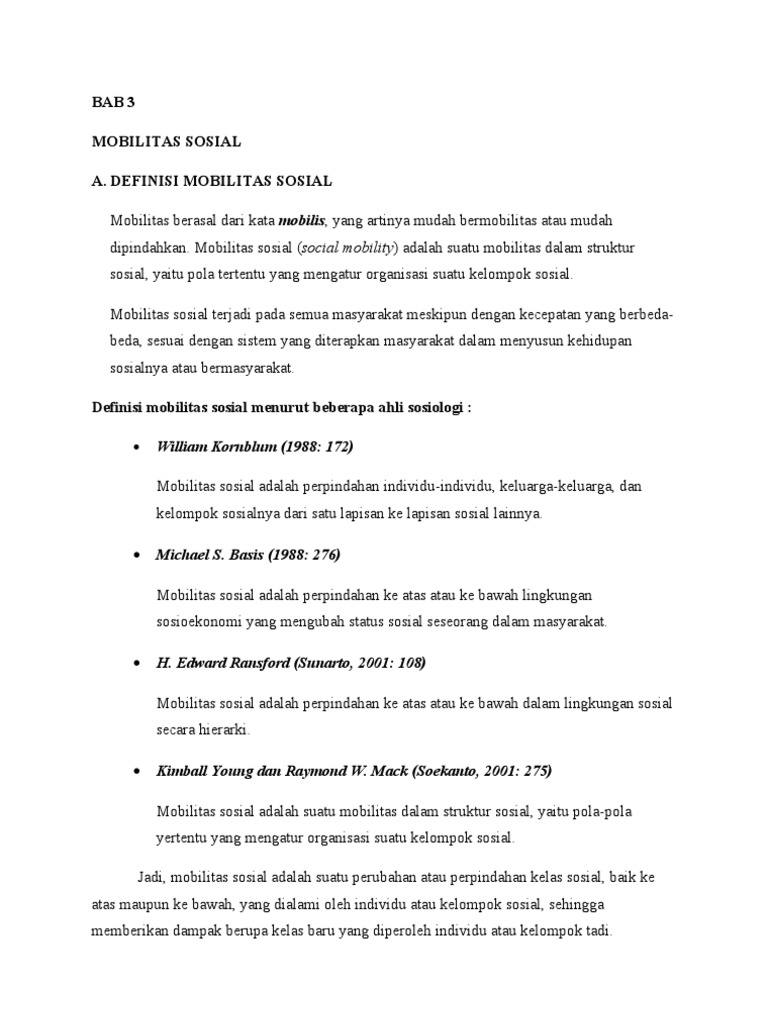 Rangkuman Sosoiologi Soal Mobilitas Sosial