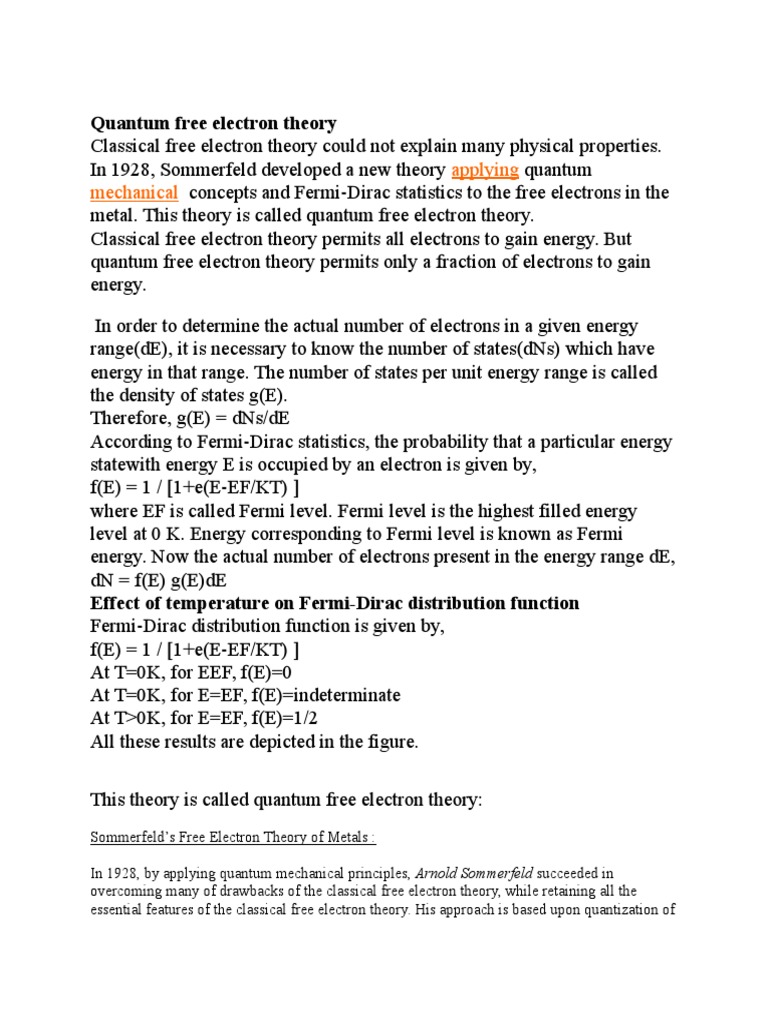 Sommerfeld's Quantum Free Electron Theory of Metals: Overcoming ...