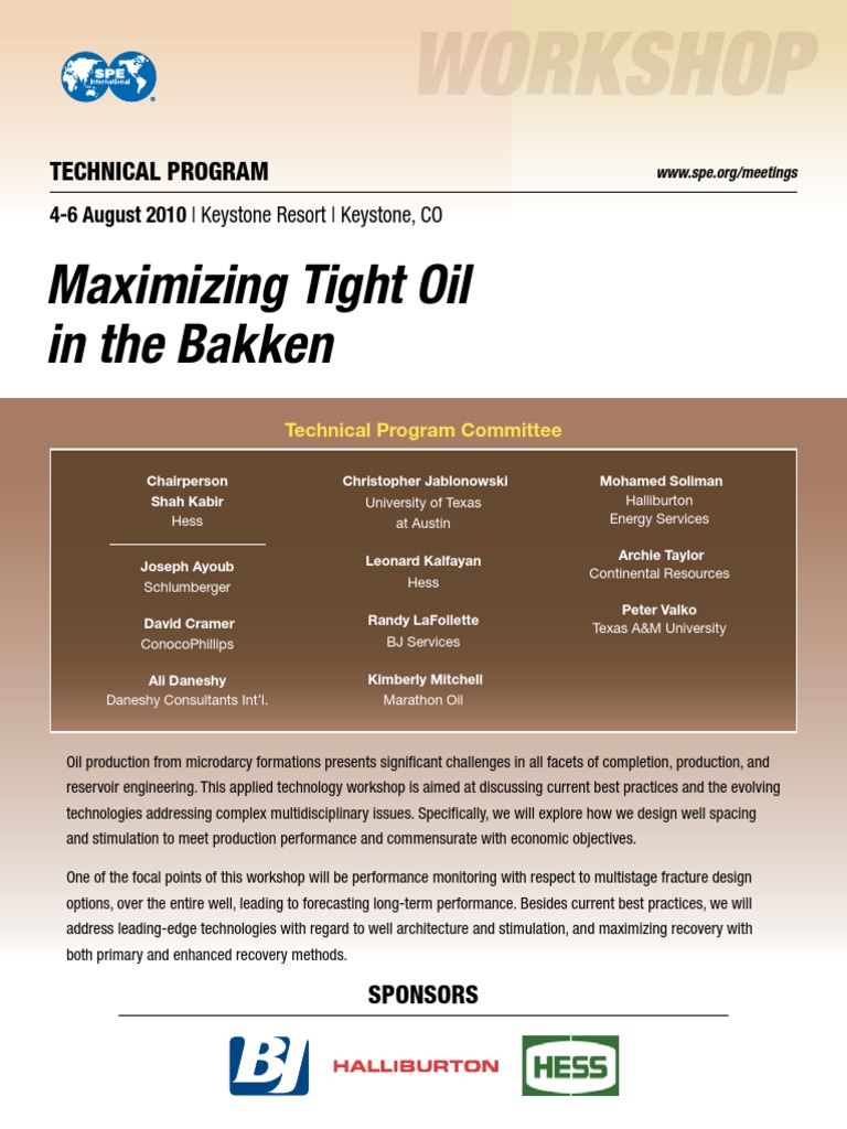 Final Technical Program-Maximizing Tight Oil in The Bakken | PDF ...