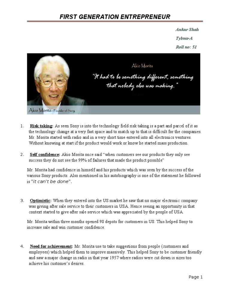 Akio Morita Pdf Sony Entrepreneurship