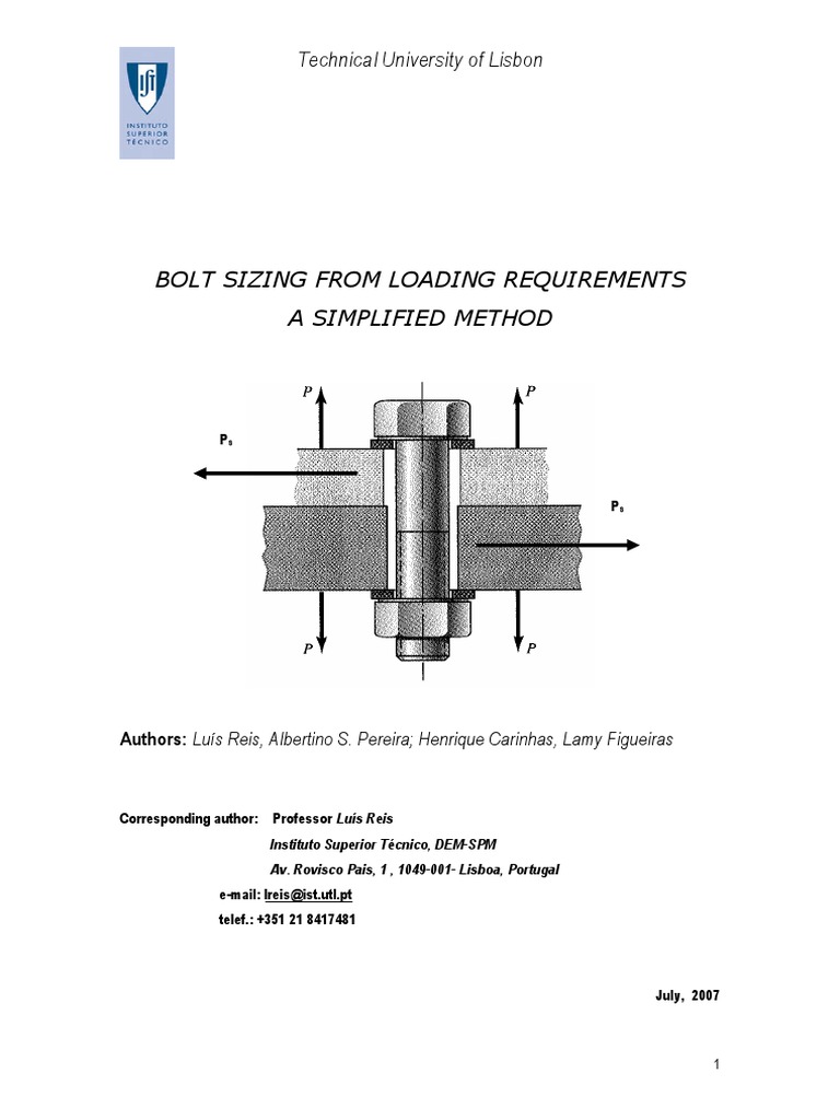 Bolt Sizing Based on Load Requirements | PDF | Screw | Strength Of ...