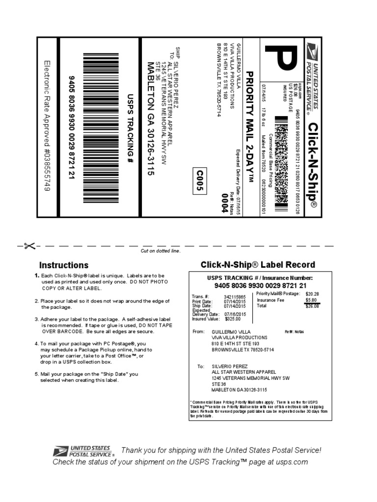 USPS Click-N-Ship Instructions | PDF